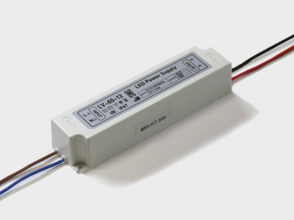 Блок питания SWG для светодиодных лент IP 67 пластик 60 W, 12V, LV-60-12