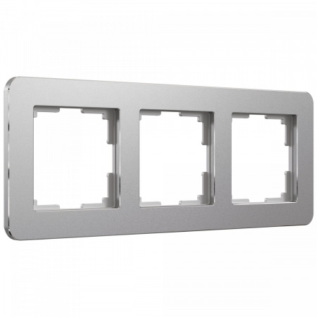 фото Рамка из металла на 3 поста Platinum алюминий W0032606