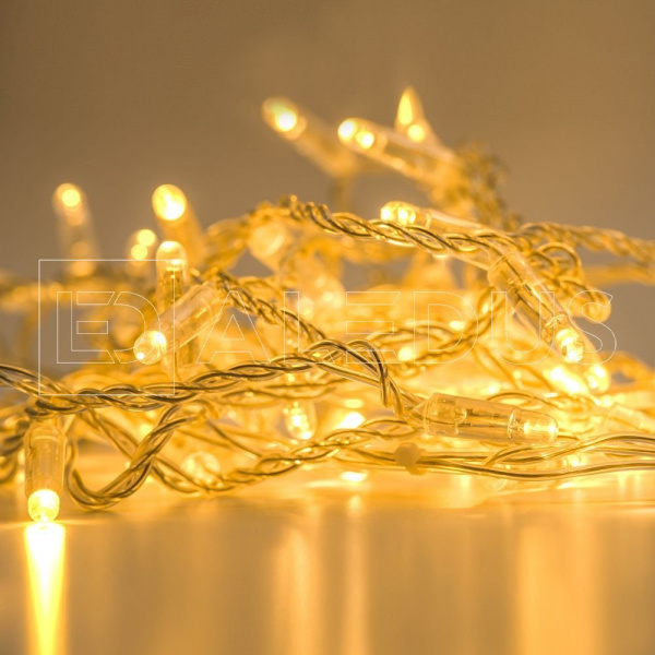 фото Гирлянда (Нить) ALEDUS, 220 В, 10 м, прозрачный провод, теплый белый, с мерцанием
