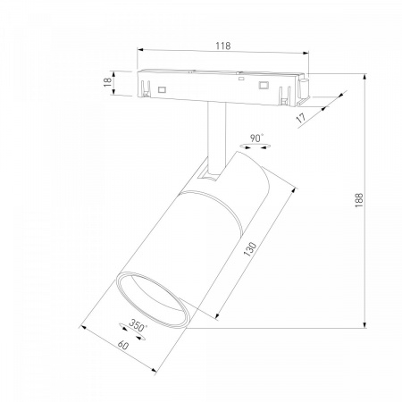 фото Slim Magnetic Трековый светильник с инновационной антибликовой решеткой 13W 4000K Kars черный 85524/01