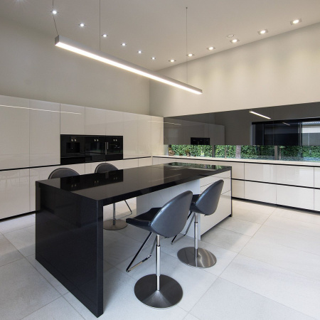 фото Линейный светодиодный подвесной односторонний светильник 128см 25Вт 4200К серебряный 101-200-30-128