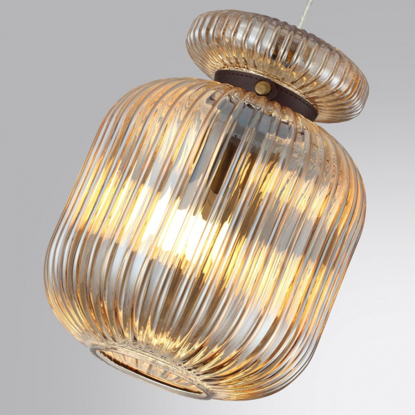 фото Античн.бронза/янтарный/металл/стекло/эко.кожа Подвес E27 1*60W JUGI PENDANT, арт. 5042/1A