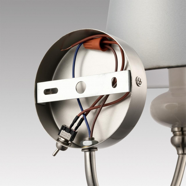 фото Никель/белый, металл/керамика/текстиль Бра Е14 1*40W 220V KENTUKI CLASSI, арт. 8283/1W