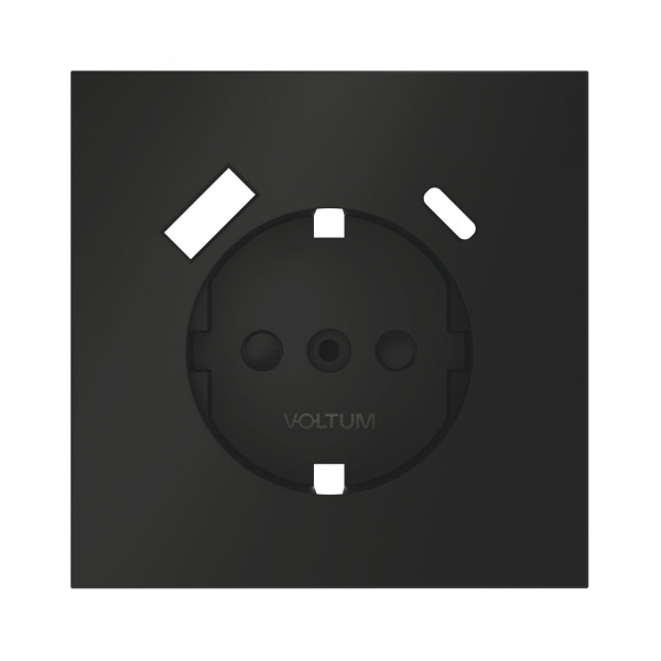Накладка для розетки с заземлением и защитными шторками, с USB A+C, S70 (черный матовый)