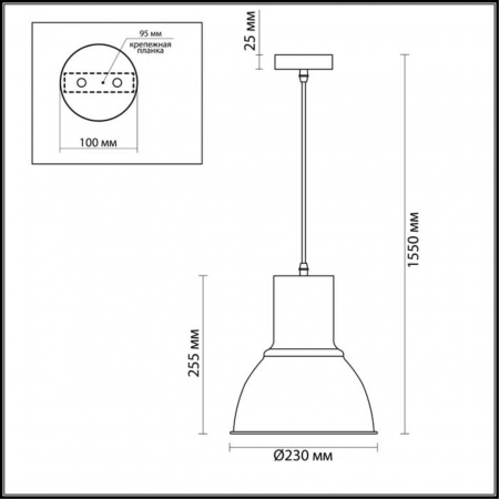 фото Темн.серый/металл Подвес E27 60W 220V LASO PENDANT, арт. 3327/1