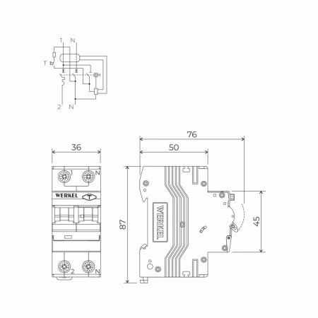 фото Дифференциальный автомат 1P+N 16 A 30 mА 6 kА C A W922P166