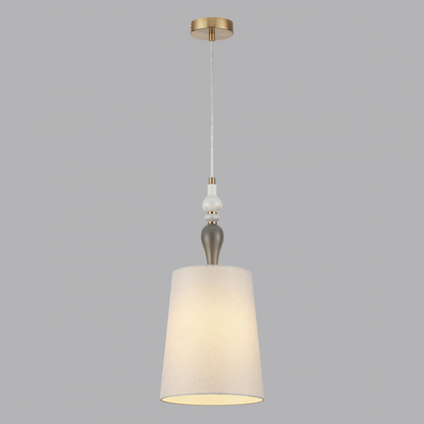 фото Античн.бронза/беж.абажур/металл/керамика Подвес E27 1*60W HOMI CLASSIC, арт. 5040/1A