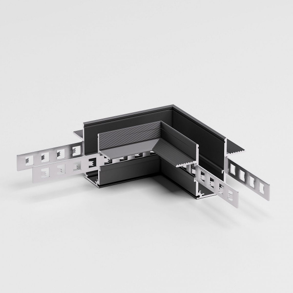 фото Slim Magnetic Коннектор угловой для встраиваемого шинопровода под ГКЛ 12,5мм черный 85212/00