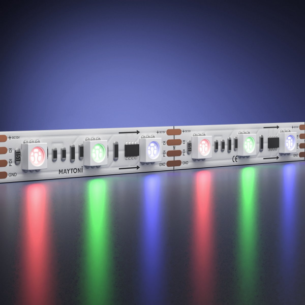 Светодиодная лента 12В 5050 14,4Вт/м 5м IP 20 Адресная (SPI) Цветная (RGB) Maytoni 201242, белый