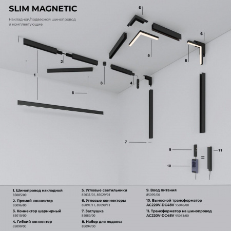 фото Slim Magnetic HL02 Трековый светильник 12W 3000K (черный) 85010/01