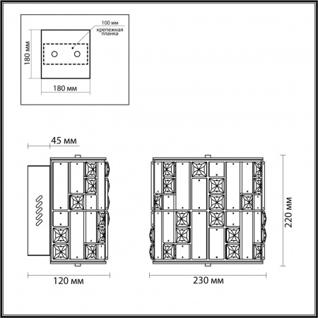 фото Золото/прозрачный/белый/металл/хрусталь/алебастр Бра LED 15W 3700K CROSSA HALL, арт. 5072/28WL