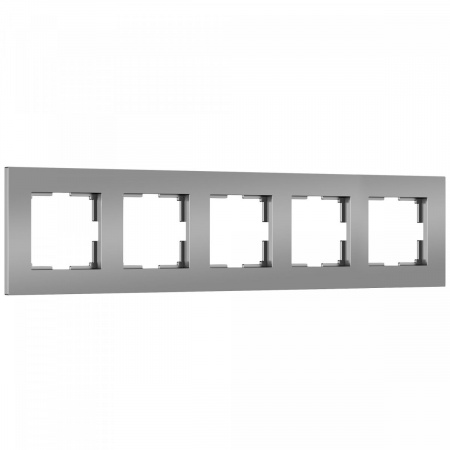 фото Рамка из поликарбоната на 5 постов Slab серебро софт W0052965