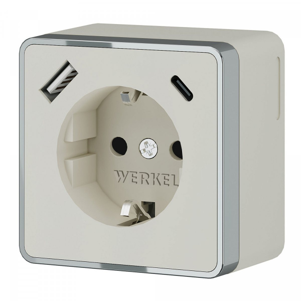 фото Розетка с заземлением, шторками и USB тип A+C Gallant слоновая кость W5071703