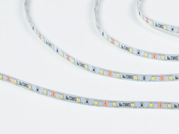 фото Светодиодная лента 2835, 60 LED/м, 6,3 Вт/м, 12В, IP20, Цвет: Нейтральный белый, SWG260-12-6.3-NW-M, катушка 5 м