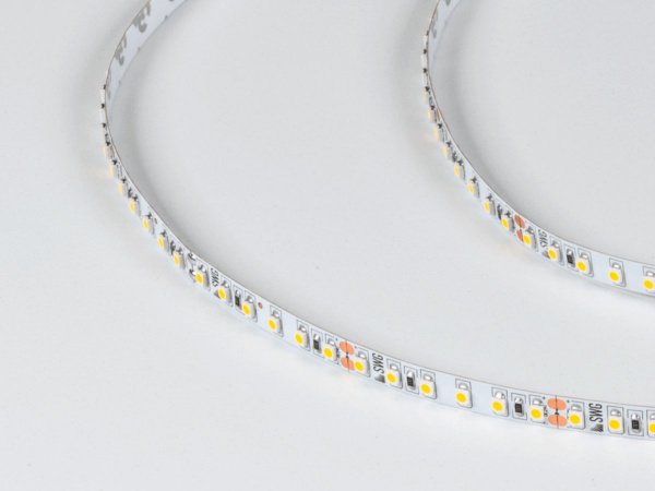 фото Светодиодная лента 3528, 120 LED/м, 9,6 Вт/м, 24В, IP20, Цвет: Теплый белый, SWG3120-24-9.6-WW-M, катушка 5 м