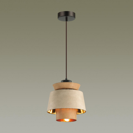 фото Св. коричневый/золотой/металл/экокожа Подвес E27 60W KRESSA PENDANT, арт. 4992/1