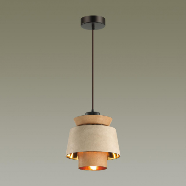 фото Св. коричневый/золотой/металл/экокожа Подвес E27 60W KRESSA PENDANT, арт. 4992/1