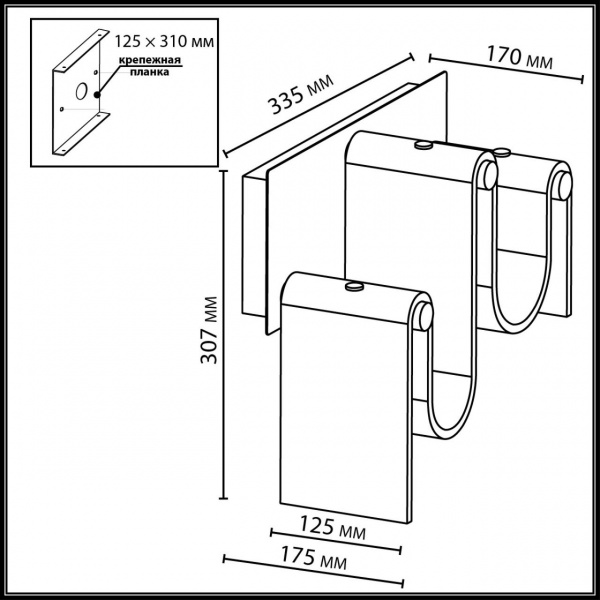 фото Брашинг/дымчатый металл/стекло Настенный светильник LED x 16W 4000K FLOW L-VISION, арт. 5106/16WL