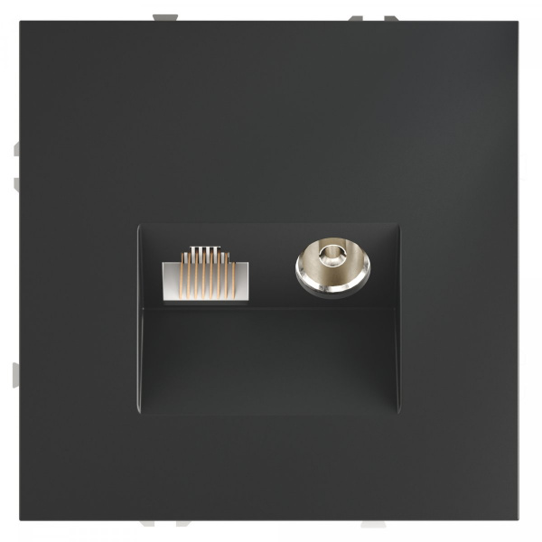 Розетка телевизионная встраиваемая VOLTUM S70 TV+RJ45 кат. 6, (графит)