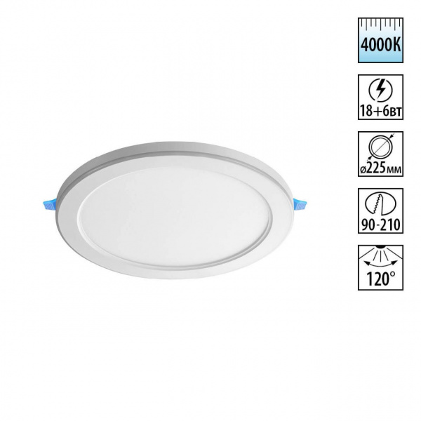 Светильник LED 18+6Вт 4000+4000К 100-265В IP20 SPOT, арт. 359016