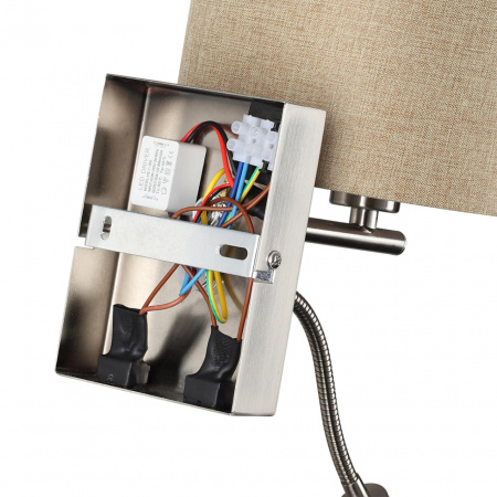 фото Никель/бежевый, металл/текстиль бра Е14 40W+ LED 3W 4000K 220V NIKKI MODERNI, арт. 8250/2W
