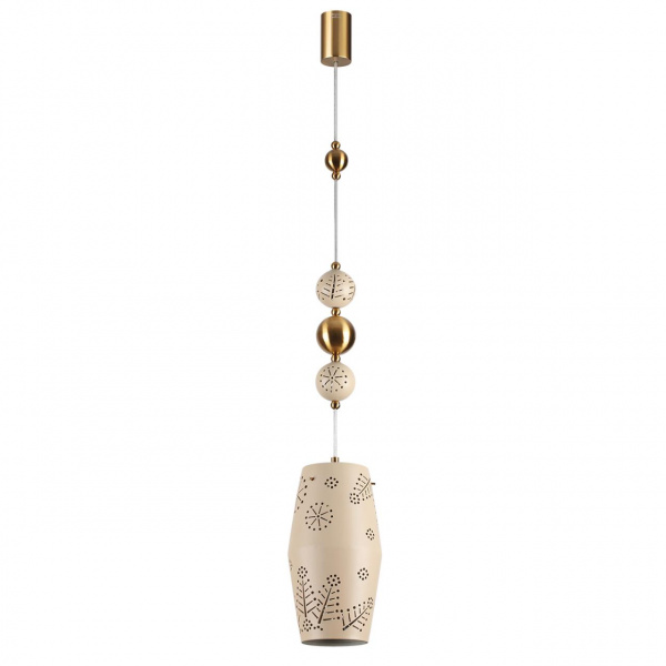 Бежевый/античная бронза/металл/керамика Подвес E27 1*40W KARELIA PENDANT, арт. 5444/1