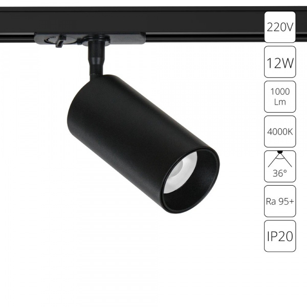 Трековый светильник Arte Lamp AERO A1346PL-1BK