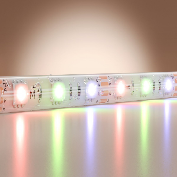 Светодиодная лента Базовая 12В 5050 14,4Вт/м Цветная (RGB) 5м IP 65 Maytoni 201196, белый