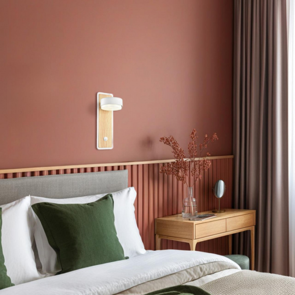 фото Металл, белый/дерево Бра GX53 LED 1*7W 220V LELAND COMFI, арт. 8263/1W