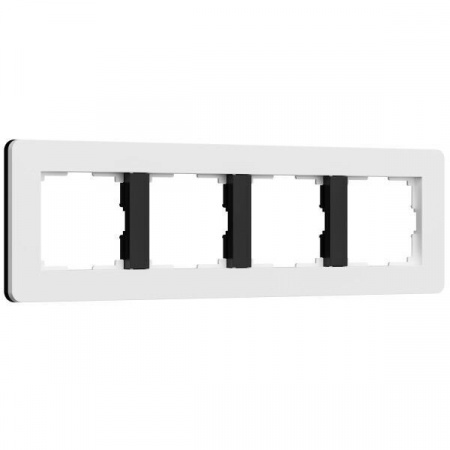 фото Рамка из поликарбоната на 4 поста Split белый/черный, soft-touch W0043068