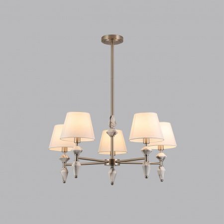 фото Никель/белый/серый, металл/керамика/ткань Люстра Е14 5*40W 220V VERMONT CLASSI, арт. 8274/5