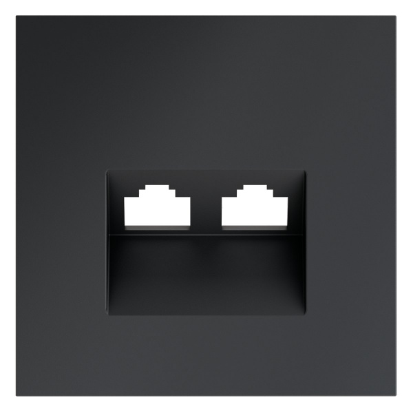 фото Накладка для розетки компьютерной двойной RJ45+RJ45 кат.6, S70 (графит)