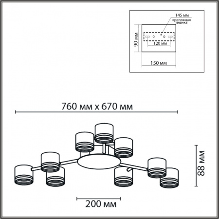фото Белый металл Люстра потолочная LED GX53 9*12W 220V GARETA COMFI, арт. 8235/9C