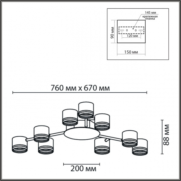 фото Белый металл Люстра потолочная LED GX53 9*12W 220V GARETA COMFI, арт. 8235/9C