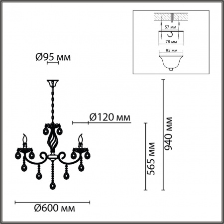 фото Античная бронза, металл/хрусталь Люстра E14 5*40W 220V LINN CLASSI, арт. 8190/5