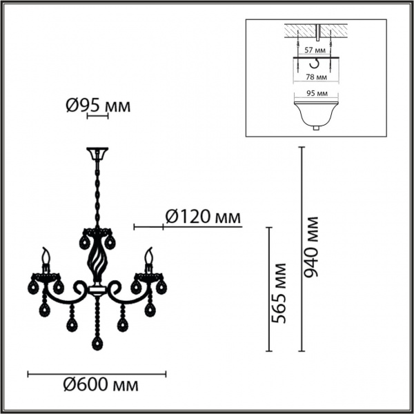 фото Античная бронза, металл/хрусталь Люстра E14 5*40W 220V LINN CLASSI, арт. 8190/5