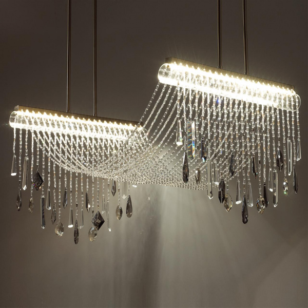 фото Античная бронза/металл/стекло/хрусталь Люстра LED 2*24W (два вывода) 4000K 2239Лм AFINA HALL, арт. 5420/48L