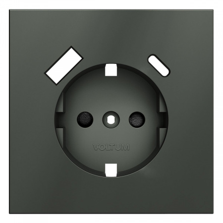 фото Накладка для розетки с заземлением и защитными шторками, с USB A+C, S70 (титан)