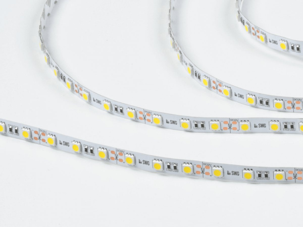 фото Светодиодная лента 5050, 60 LED/м, 14,4 Вт/м, 12В, IP20, Цвет: Нейтральный белый, SWG560-12-14.4-NW-M, катушка 5 м
