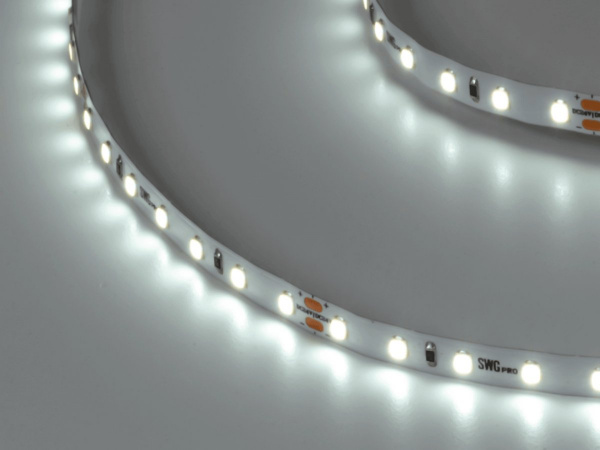 Светодиодная лента SWG PRO 2835, 84 LED/м, 8,6 Вт/м, 24В, IP20, Цвет: Холодный белый, SWG2P84-24-8.6-W, катушка 5 м