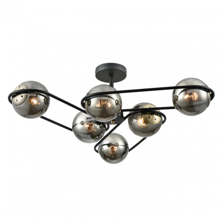 фото Черный/дымчатый металл/стекло Люстра потолочная E27 6*60W 220V CAMILIE COMFI, арт. 8060/6C