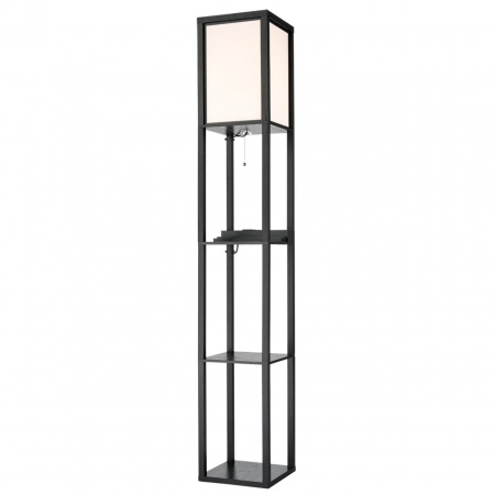 фото Черный/белый, дерево/текстиль Торшер Е27 1*60W 220V PRACTIC COMFI, арт. 8093/1F