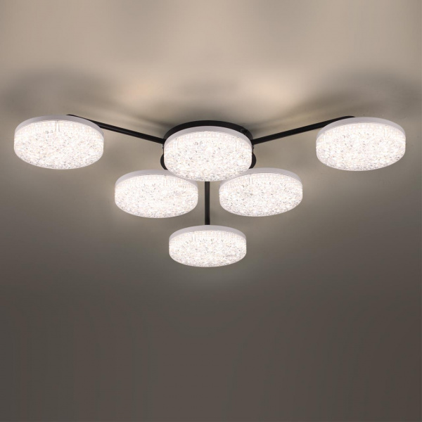 фото Черный, металл/акрил Люстра потолочная с ПДУ LED 85W 3000-6000К 220V DIDANA LEDIO, арт. 8236/6CL