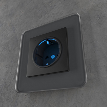 фото Розетка с подсветкой (черный матовый) W1171408