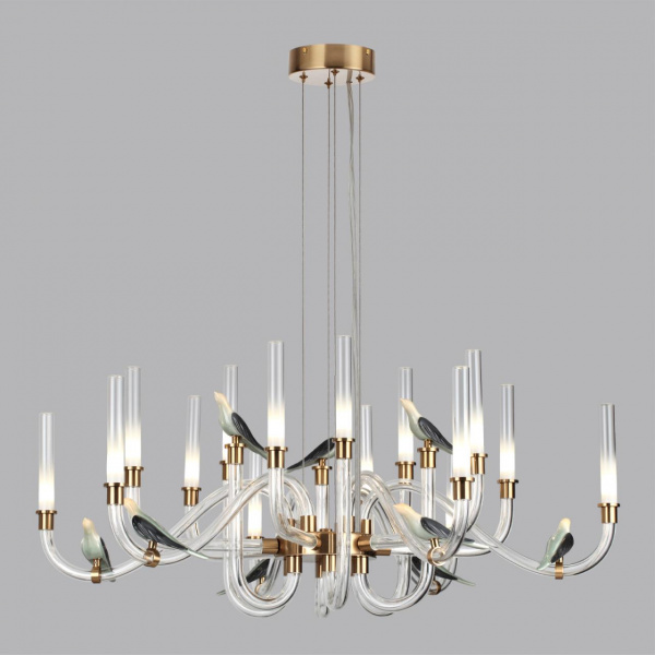 фото Золотой(под латунь)/белый градиент/беж./зеленый/ металл/стекло/керамика Люстра LED 37W 4000K LARK L-VISION, арт. 5431/37L