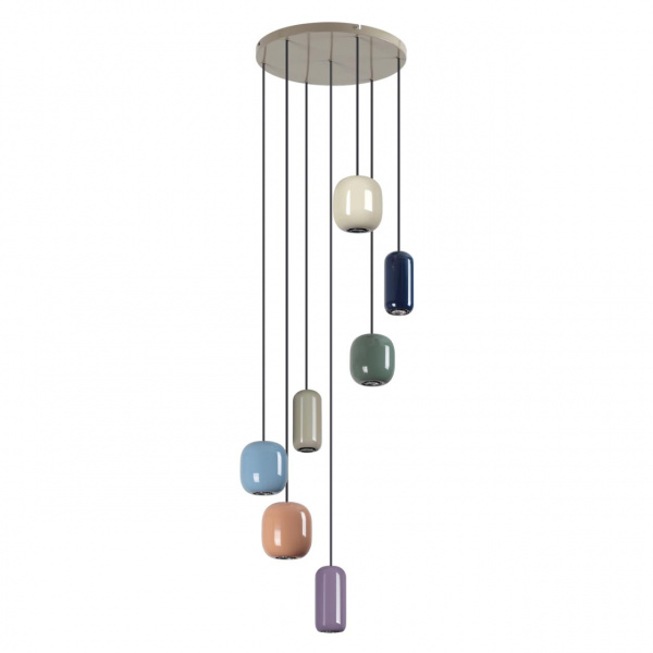 Цвет слонов.кости/мультиколор/металл Подвес GU10 LED 7*4W OVALI PENDANT, арт. 5053/7