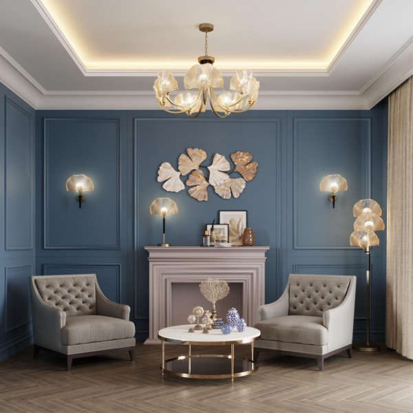 фото Золотой/чёрный/стекло Торшер E14 3*40W VENTAGLIO HALL, арт. 4870/3F
