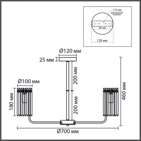 фото Золото/прозрачный, металл/хрусталь Люстра потолочная E14 7*40W 220V FAVLA CLASSI, арт. 8347/7