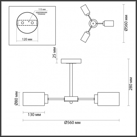 фото Чёрный, бронза Люстра потолочная E14 3*40W 220V DALLIN COMFI, арт. 5640/3C