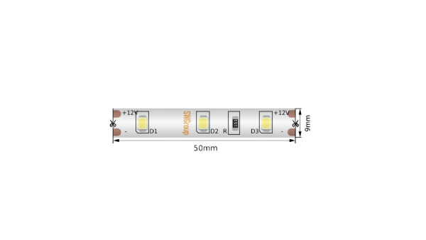 Светодиодная лента 2835, 60 LED/м, 4,8 Вт/м, 12В, IP66, Цвет: Теплый белый, SWG260-12-4.8-WW-66-M, катушка 5 м